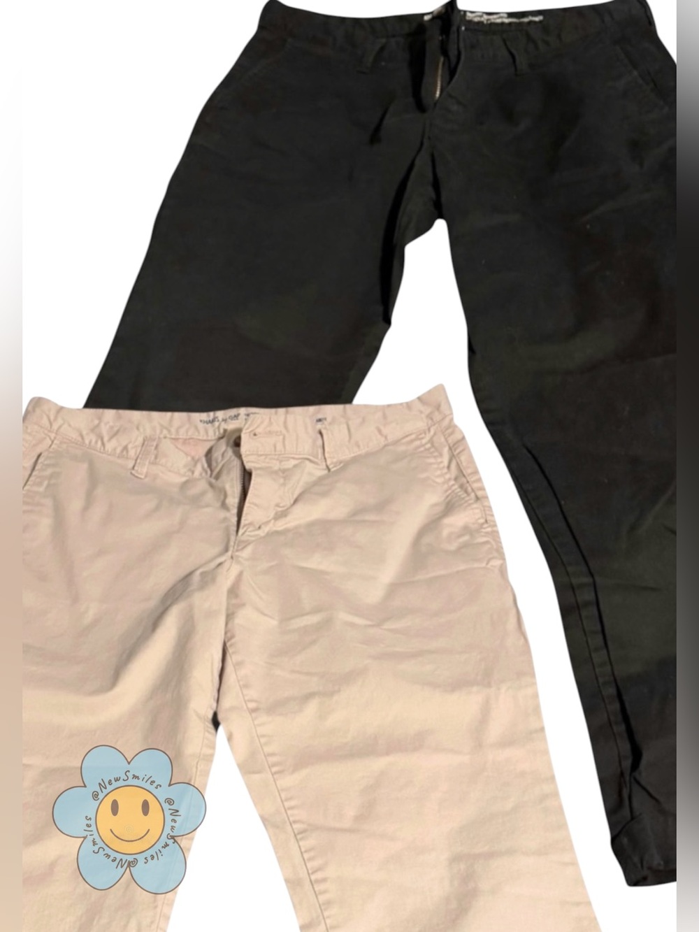 GAP ~ 2 Pairs of Gap Canvas Slacks (One Black & One Light Khaki) Casual Chinos